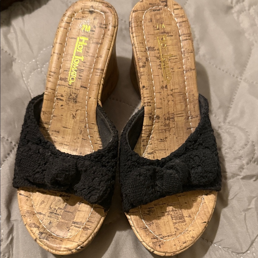 Hot Tomato Black Crochet Wedges